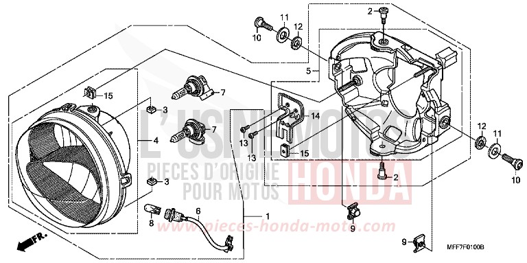 PROJECTEUR de TRANSALP ABS PEARL CONCOURS BLACK (NHA65) de 2010